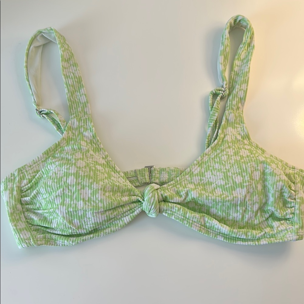Xhilaration Green and White Bikini Top